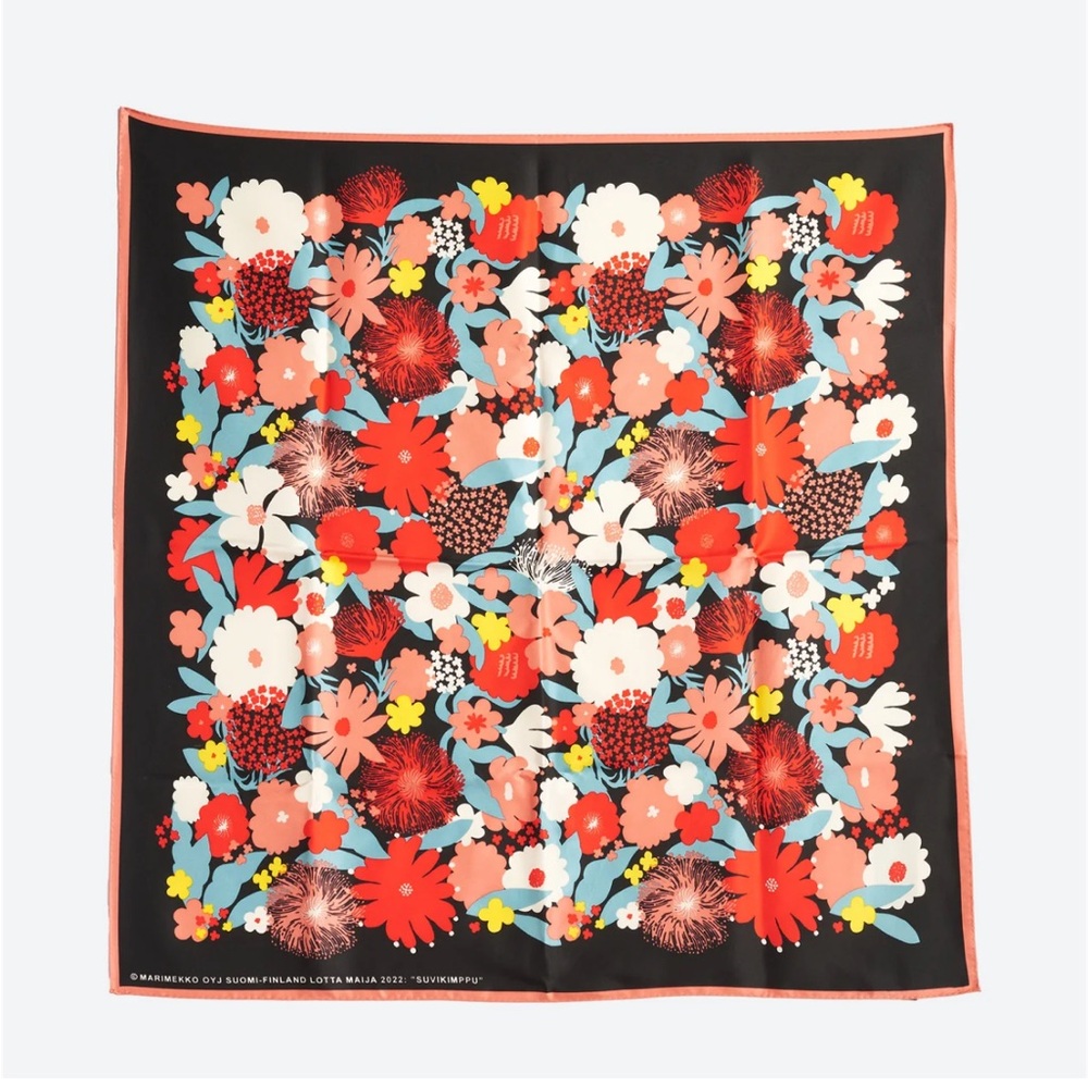Marimekko Floral Silk Scarf - 30” x 30”